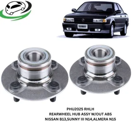 Illustration of phu2025 rear wheel hub assembly without abs for nissan b13, sunny iii n14 and almera n15 – pair (rhlh)