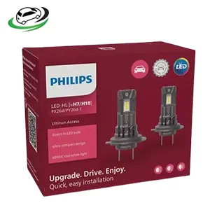 Illustration of philips hl h7/h18 ultinon u2500 access led bulb set of 2(+80% brightness)