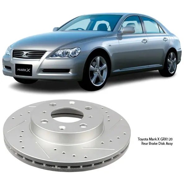 Illustration of toyota mark x grx120 slotted rear brake disc assy 42431-30280