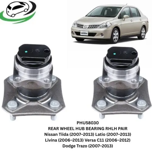 Illustration of phu58030 rear wheel hub bearing for nissan tiida, livina, latio, versa and dodge trazo - pair rhlh