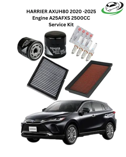 Illustration of toyota harrier axuh80 service kit | air filter | oil filter | cabin filter | spark plugs | a25a-fxs hybrid kenya