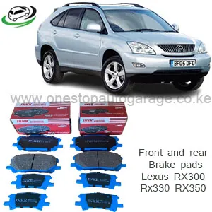 Illustration of toyota lexus rx300/rx330/rx350 front and rear brake pads d2249/d2250 inkk