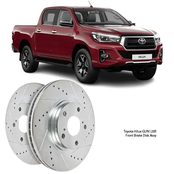 Illustration of toyota hilux gun125r slotted front brake disc assy 43512-0k090
