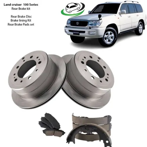 Illustration of toyota landcruiser 100 series rear brake disc/ brake lining kit/ rear brake pads set