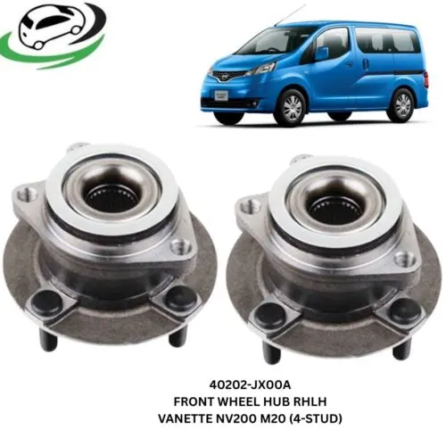 Illustration of 40202-jx00a front wheel hub assembly for nissan vanette and nv200 m20 4-stud - pair (rhlh)