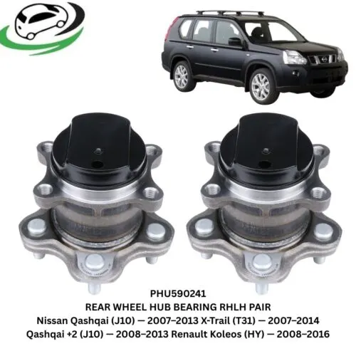 Illustration of phu590241 rear wheel hub bearing for nissan qashqai, x-trail and renault koleos - pair lhrh