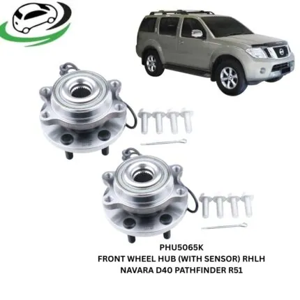 Illustration of phu5065k front wheel hub assembly with sensor for nissan navara d40 and pathfinder r51 (pair rhlh)