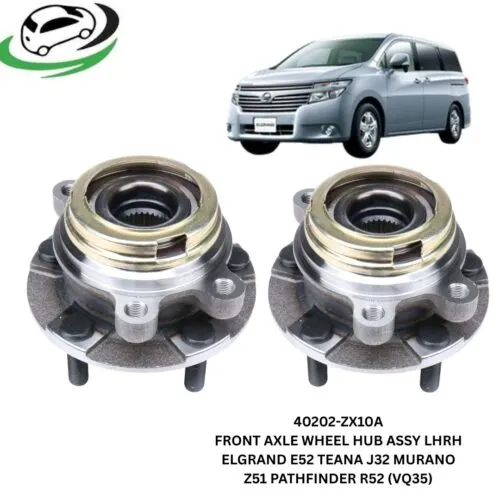 Illustration of 40202-zx10a front axle wheel hub assembly for nissan elgrand, teana, murano and pathfinder