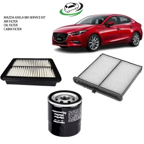 Illustration of mazda axela bm service kit- air filter/ cabin filter/ oil filter