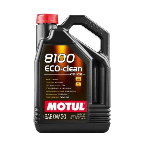 Illustration of motul 8100 eco-clean c5/c6 sae 0w-20 5ltrs