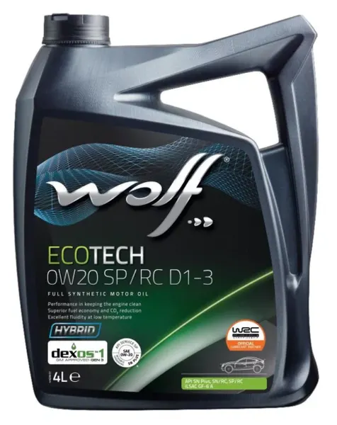 Illustration of wolf ecotech 0w-20 sp/rc d1-3 4 litres