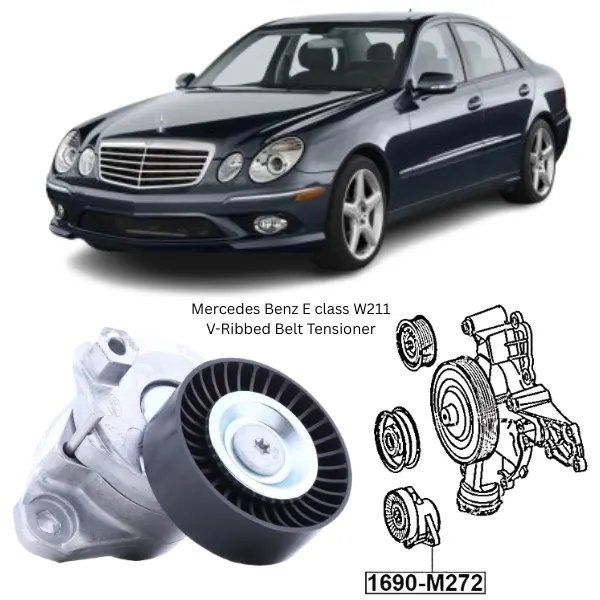 Illustration of mercedes benz e class w211 v-ribbed belt tensioner 1690-m272