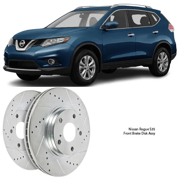 Illustration of nissan rogue s35 slotted front brake disc assy 40206-jd00a