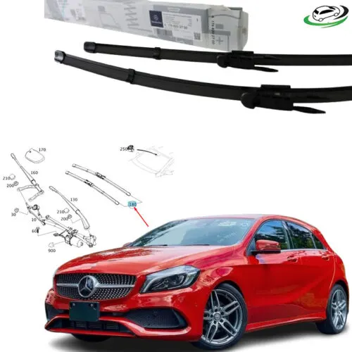 Illustration of mercedes benz a180 w176 front wiper blade set a1768200745