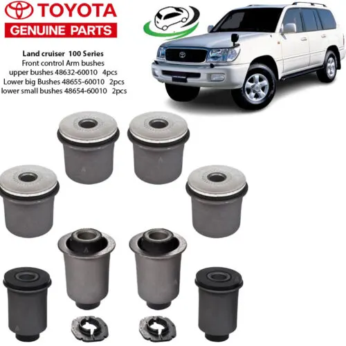 Illustration of toyota landcruiser 100 series front control arm bushes 48632-60010/ 48655-60010/ 48654-60010