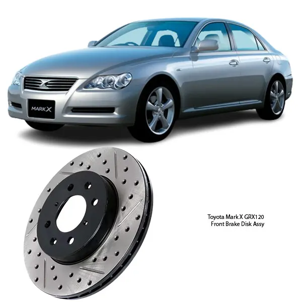 Illustration of toyota mark x grx120 slotted front brake disk assy 43512-30310