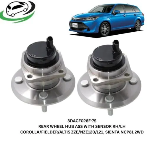 Illustration of toyota corolla fielder altis sienta 3dacf026f-7s rear wheel hub assembly with sensor 4 studs pair rhlh