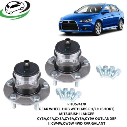 Illustration of phu57417k rear wheel hub with abs for mitsubishi lancer, outlander ii, rvr and galant – pair rhlh