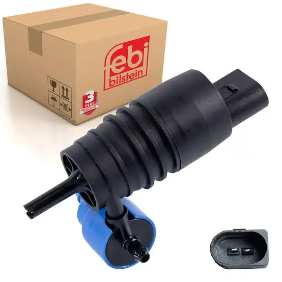 Illustration of febi 1k6955651 windscreen washer pump assembly - audi, vw, bmw & mercedes-benz