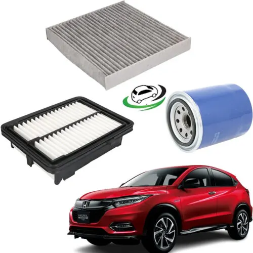 Illustration of honda vezel complete filter combo: oil / air & cabin filter