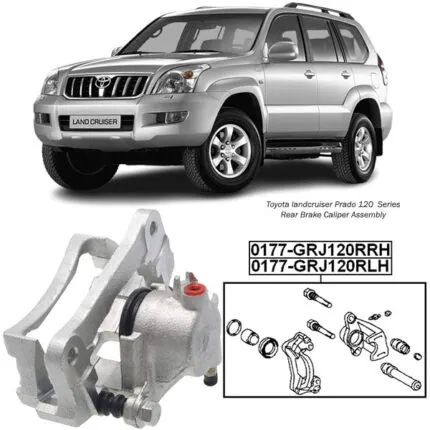 Illustration of toyota land cruiser prado 120 series rear brake caliper assembly 0177-grj120rrh