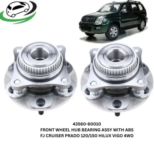 Illustration of toyota fj cruiser prado hilux vigo 43560-60010 front wheel hub bearing assembly with abs pair rhlh