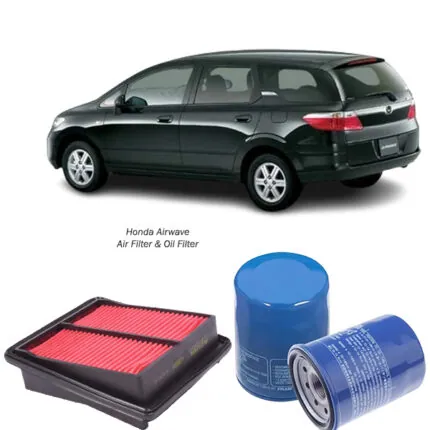 Illustration of honda airwave air filter and oil filter combo 17220-pwa-j10 / 15400-plc-004