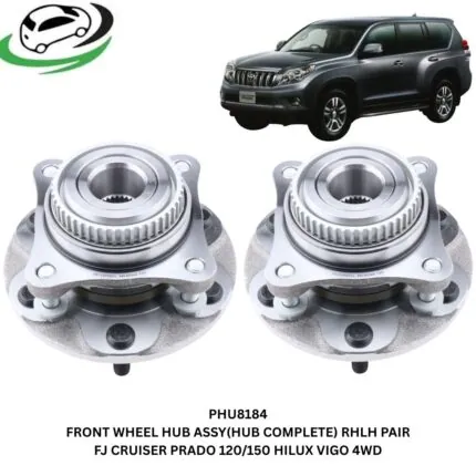 Illustration of phu8184 front wheel hub assembly for toyota fj cruiser, land cruiser prado 120/150 and hilux vigo 4wd – pair rhlh