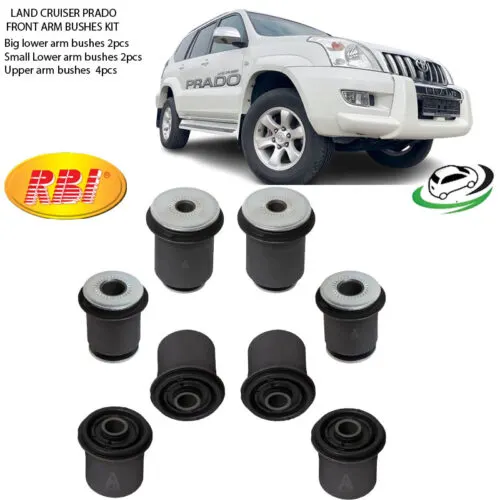 Illustration of toyota prado 120 series front arm bushes kit 48655-60030/ 48654-60030/ 48632-60040