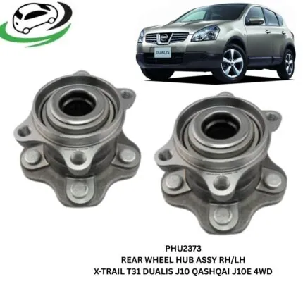 Illustration of phu2373 rear wheel hub assembly pair for nissan x-trail t31, dualis j10 and qashqai j10e 4wd