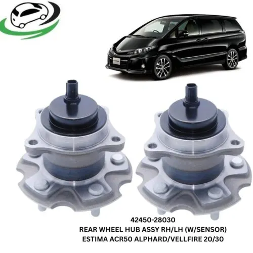 Illustration of 42450-28030 rear wheel hub assembly with sensor for toyota estima acr50, alphard & vellfire 20/30 (pair rhlh)